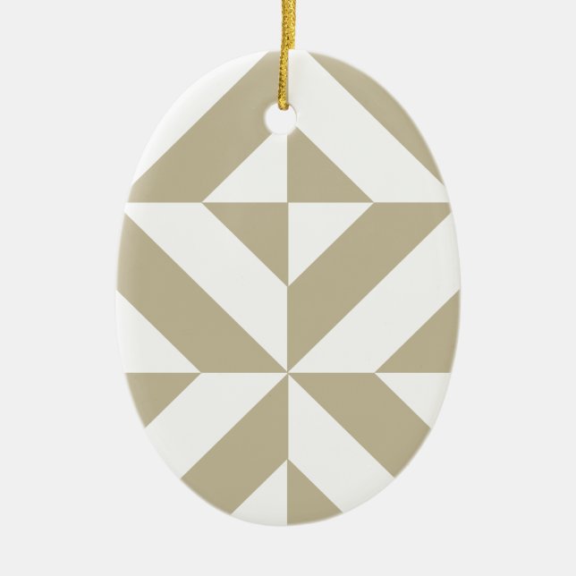 Clay Geometric Deco Cube Pattern Ceramic Ornament (Front)