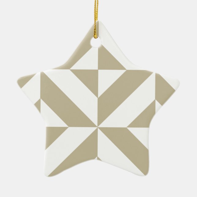 Clay Geometric Deco Cube Pattern Ceramic Ornament (Front)