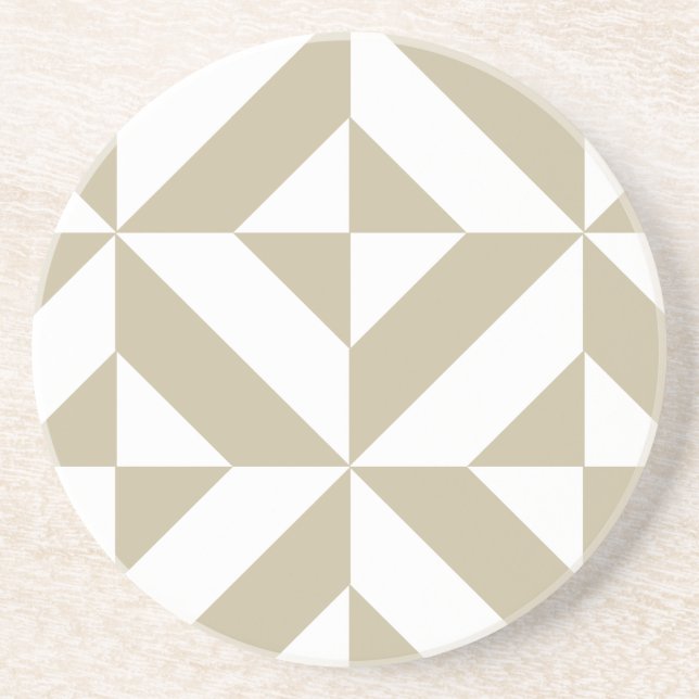 Clay Geometric Deco Cube Pattern Drink Coaster (Front)