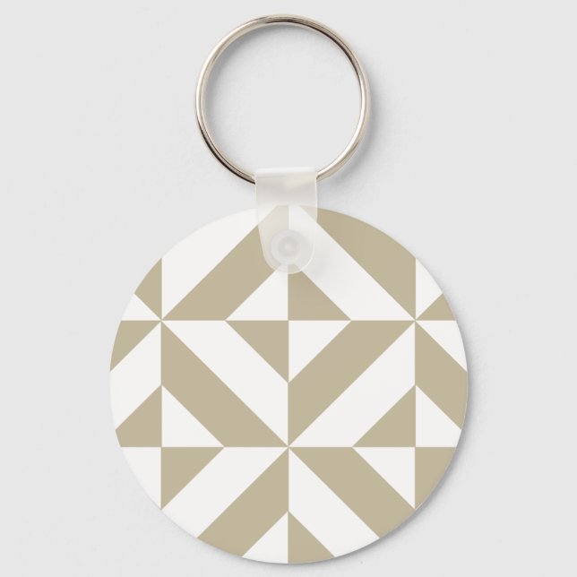 Clay Geometric Deco Cube Pattern Keychain (Front)