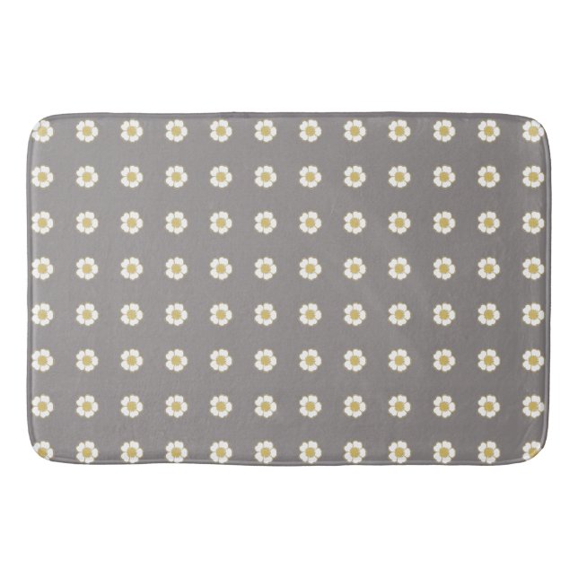 clay gray yellow and white Buttercup Flowers Bath Mat (Front)