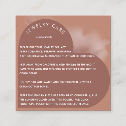 Clay Heart Arch Jewelry Care Instruction Thank You Square Business Card