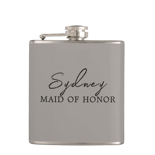 Clay Minimalist Bridal Party  Flask (Front)