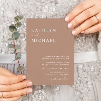 Clay Modern Typography All In One Simple Wedding Invitation Zazzle