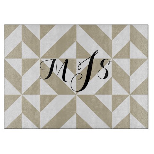 Clay Monogram Geometric Deco Cube Pattern Cutting Board