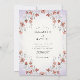 Clay Periwinkle Painted Wedding Invitation