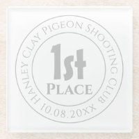 Clay Pigeon Shooting 1st Prize Trophy Award Glass Coaster