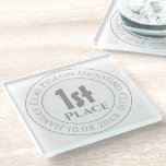 Clay Pigeon Shooting 1st Prize Trophy Award Glass Coaster<br><div class="desc">Clay Pigeon Rifle Club Competition Prize Trophy Award For a winner or runner-up of a prize competition. Commemorative trophy award. Glass award to commemorate a win or a place in a rifle club shooting competition. 1st prize.</div>