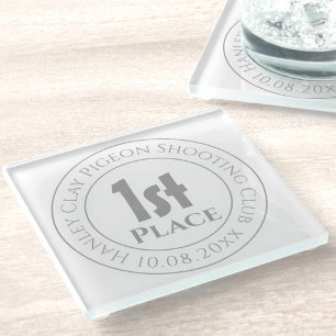 Clay Pigeon Shooting 1st Prize Trophy Award Glass Coaster