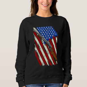 Clay Pigeon Shooting Hunting American Usa Shotgun  Sweatshirt