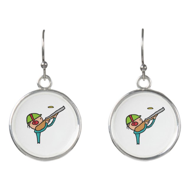 Clay Pigeon Trap Shooting Earrings (Front)
