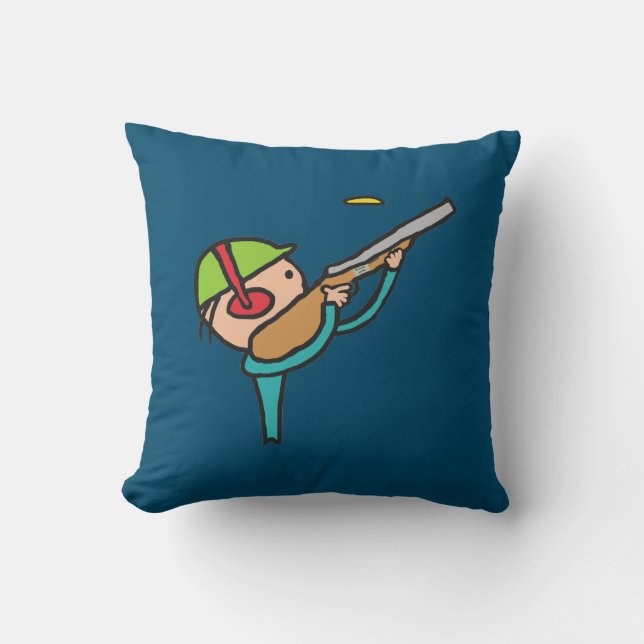 Clay Pigeon Trap Shooting Throw Pillow (Front)