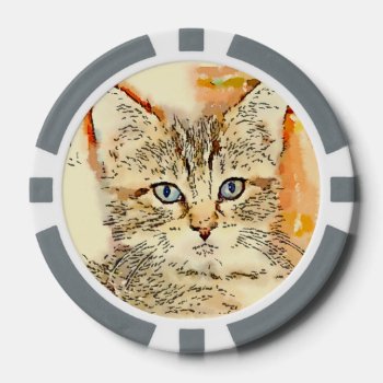 Clay Poker Chips - "blue Eyed Kitty" by SnapDaddy at Zazzle
