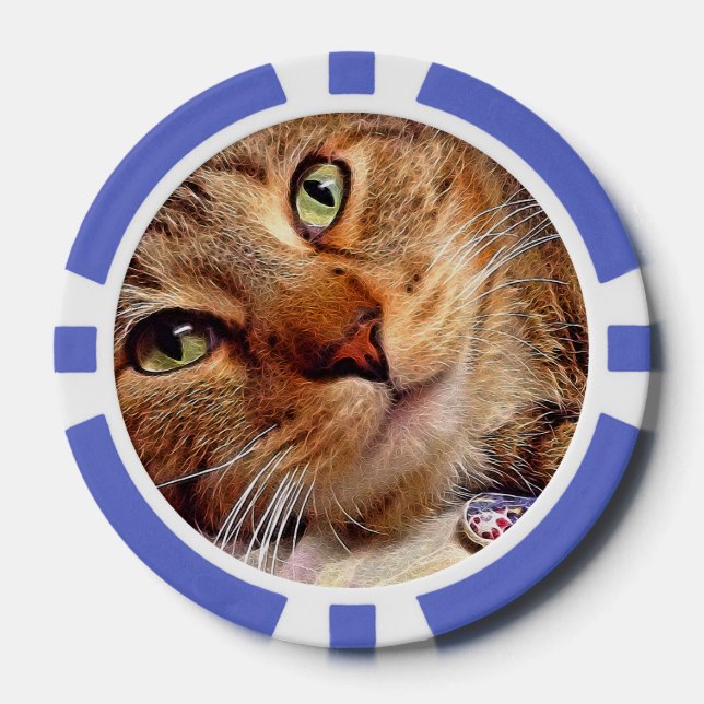 Clay Poker Chips - "Green Eyed Kitty" by SnapDaddy (Front)
