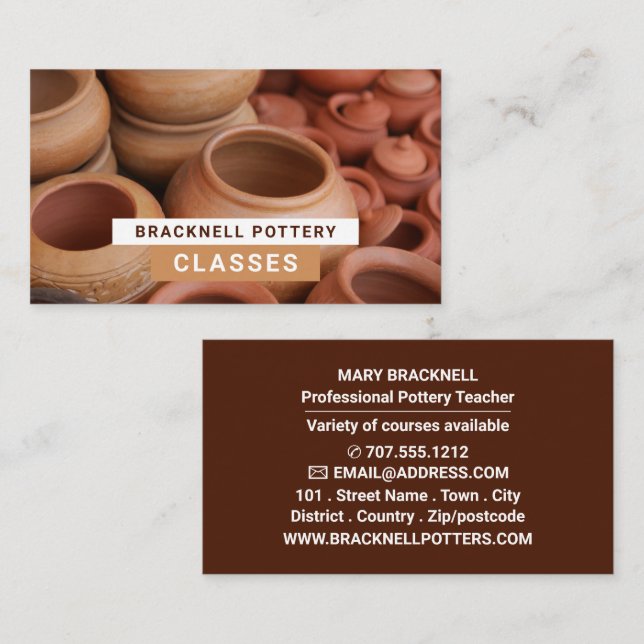 Clay Pots, Pottery Classes, Potters Business Card (Front/Back)