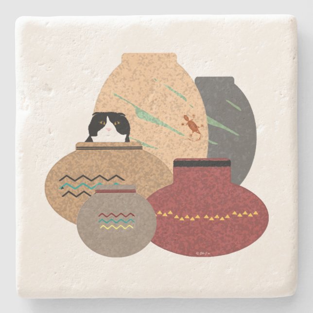 Clay Pots Stone Coaster (Front)