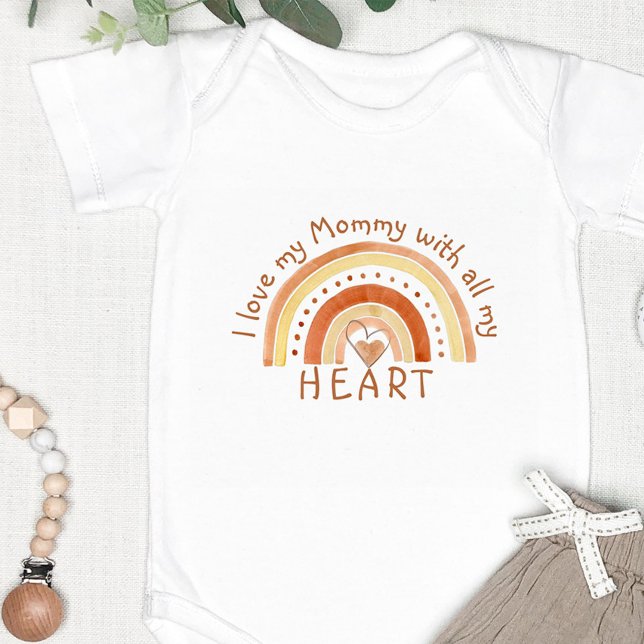 Clay Rainbow - I Love My Mommy With All My Heart Baby Bodysuit (Creator Uploaded)