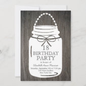 Clay Rustic Mason Jar 18th Birthday Invitation (Front)
