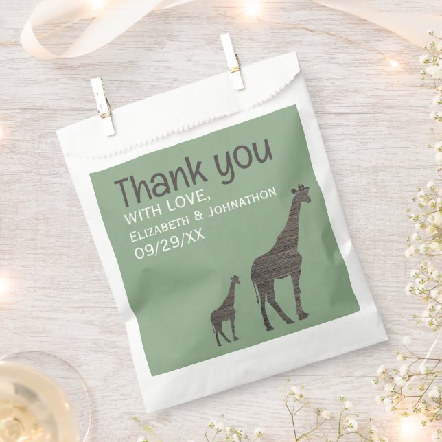 Clay Safari Giraffe, Rustic Wedding Favor Bag (Clipped)