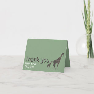 Clay Safari Giraffe, Rustic Wedding Letterpress Thank You Card