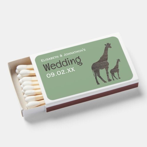 Clay Safari Giraffe Rustic Wedding Matchboxes