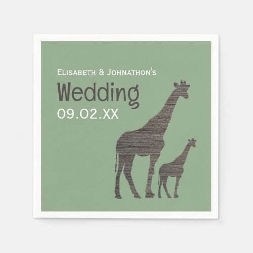 Clay Safari Giraffe Rustic Wedding Napkins