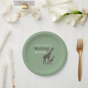 Clay Safari Giraffe, Rustic Wedding Paper Plates