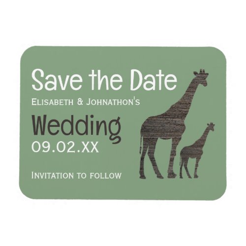 Clay Safari Giraffe Rustic Wedding Save The Date Magnet