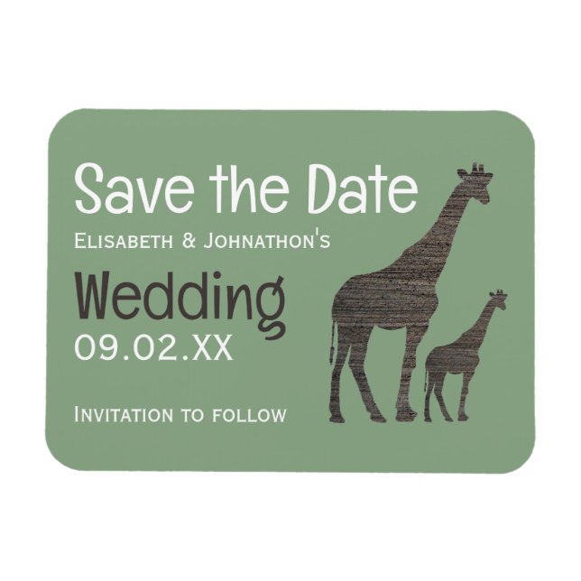 Clay Safari Giraffe, Rustic Wedding Save The Date Magnet (Horizontal)
