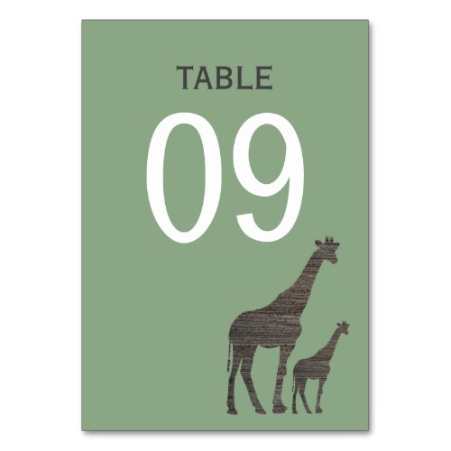 Clay Safari Giraffe Rustic Wedding Table Number