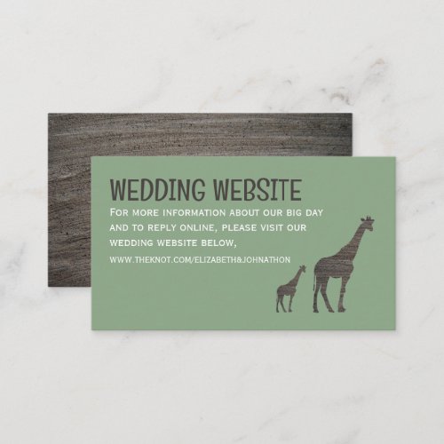 Clay Safari Giraffe Rustic Wedding Website Enclosure Card