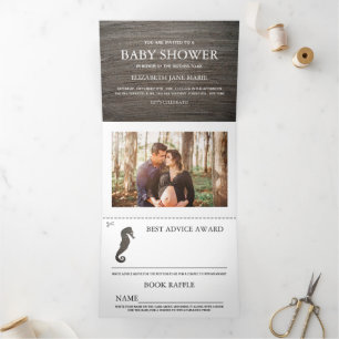 Clay Seahorse, Baby Shower Suite Tri-Fold Invitation