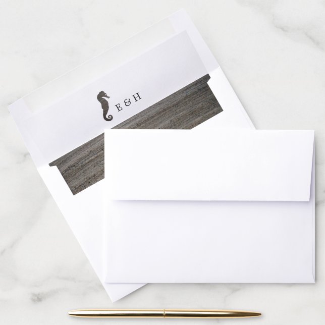 Clay Seahorse Beach Wedding Envelope Liner (Desk)