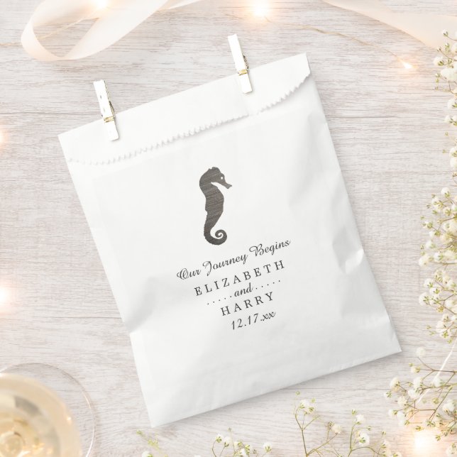 Clay Seahorse Beach Wedding Favor Bag (Clipped)