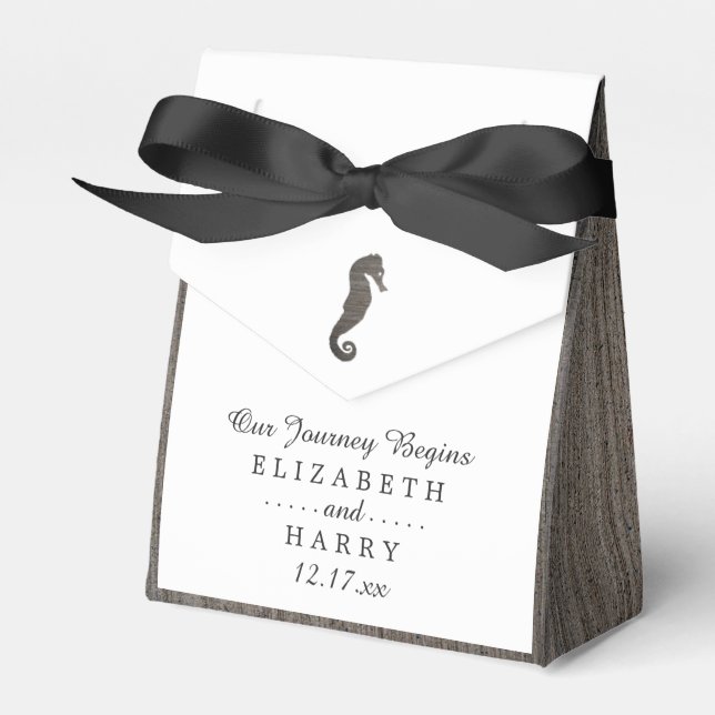 Clay Seahorse Beach Wedding Favor Boxes (Front Side)