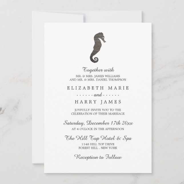 Clay Seahorse Beach Wedding Invitation (Front)