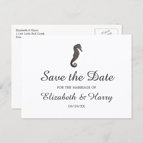 Clay Seahorse Beach Wedding Save The Date Postcard