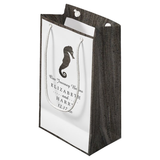 Clay Seahorse Beach Wedding Small Gift Bag (Front Angled)