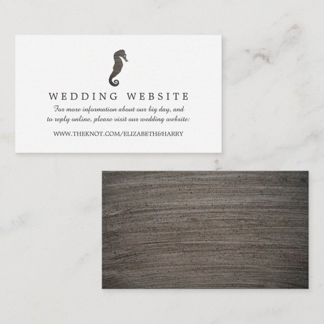 Clay Seahorse Beach Wedding Website Enclosure Card (Front/Back)