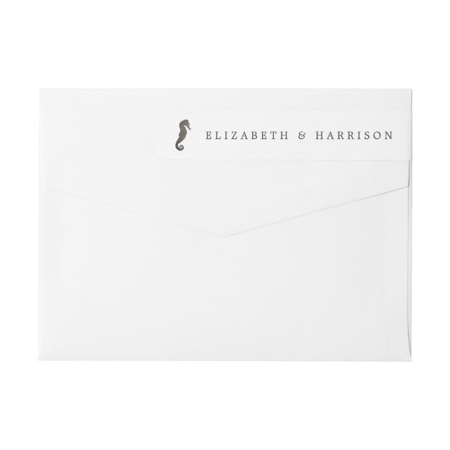 Clay Seahorse Beach Wedding Wrap Around Label (Back)
