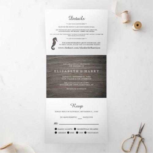 Clay Seahorse Wedding Suite Tri_Fold Invitation
