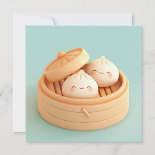 Clay Steamed Dumplings in Bamboo Steamer Postcard