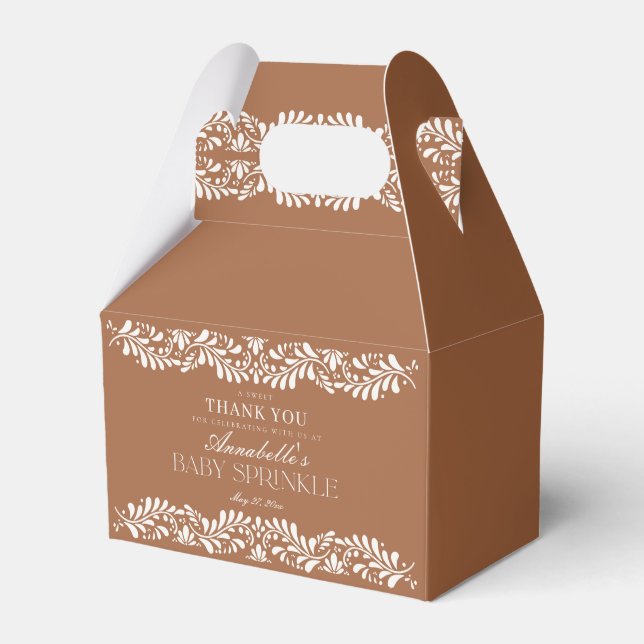 Clay Talavera Tile Fiesta Baby Sprinkle Dessert Favor Boxes (Front Side)