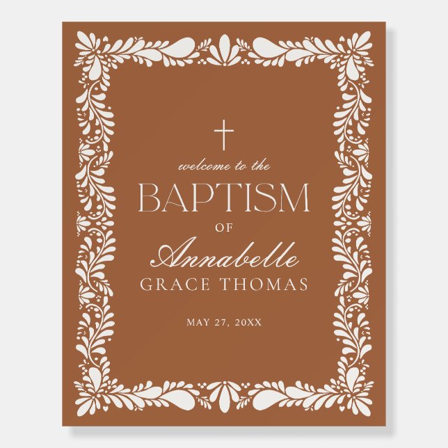 Clay Talavera Tile Fiesta Baptism Welcome Sign (Front)