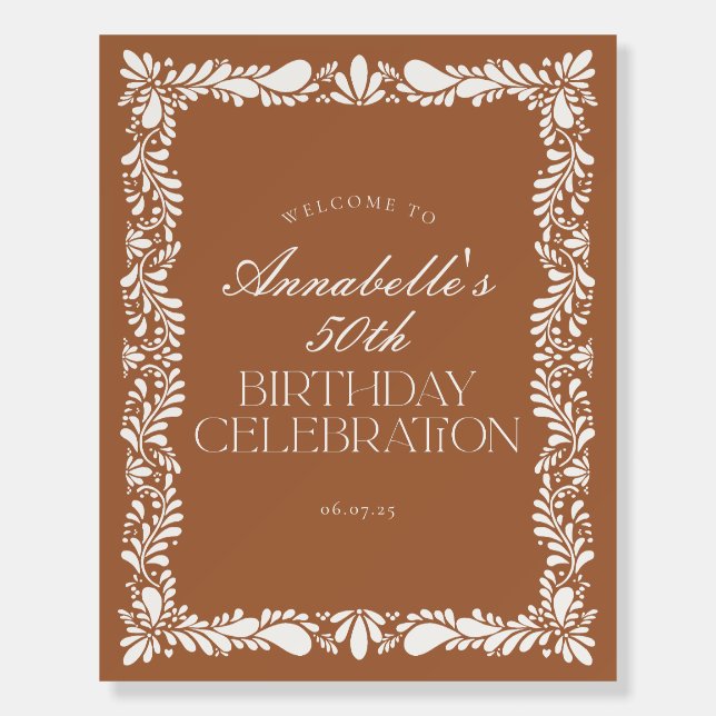 Clay Talavera Tile Fiesta Birthday Welcome Foam Board (Front)