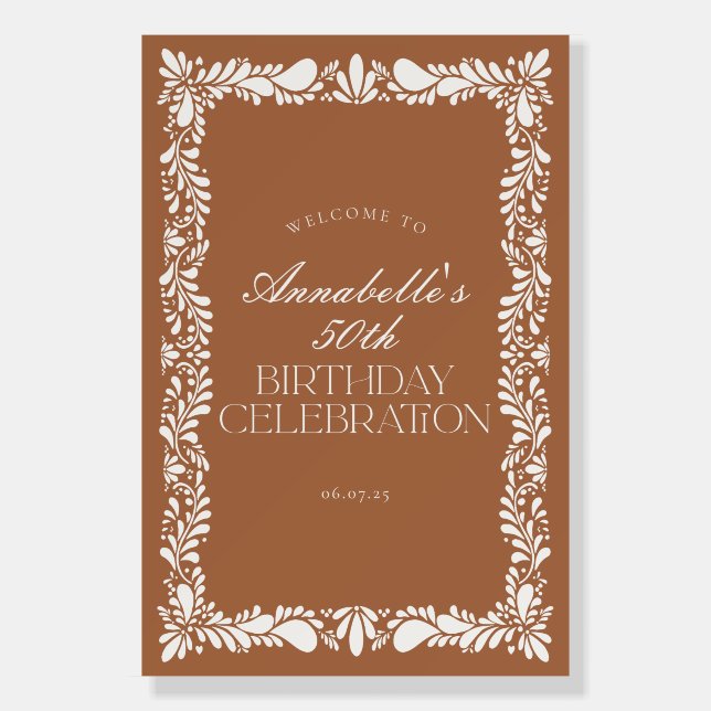 Clay Talavera Tile Fiesta Birthday Welcome Sign (Front)