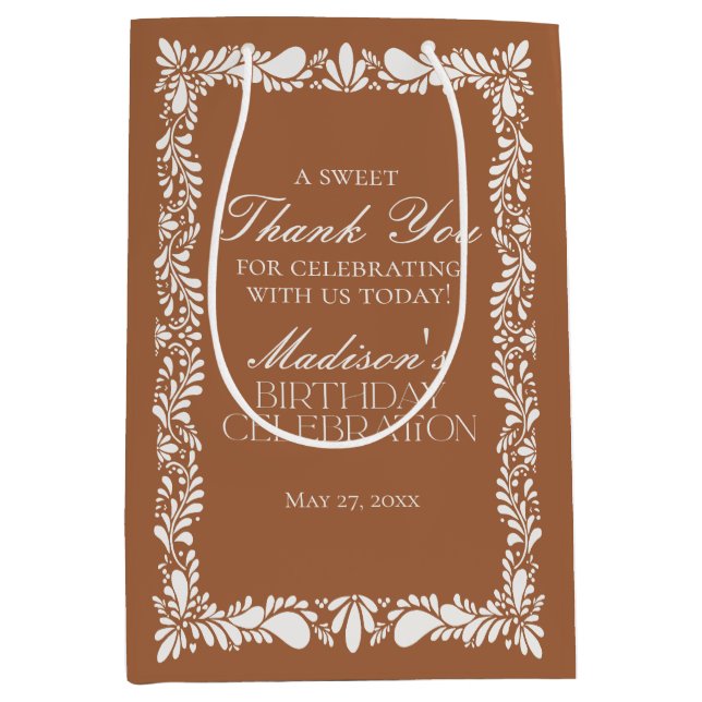 Clay Talavera Tile Mexican Fiesta Birthday Favors Medium Gift Bag (Front)