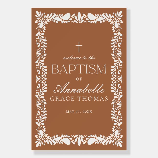 Clay Talavera Tile Spanish Baptism Welcome Sign (Front)