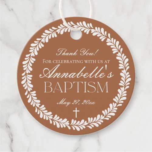 Clay Talavera Tile Spanish Fiesta Baptism Circle Favor Tags