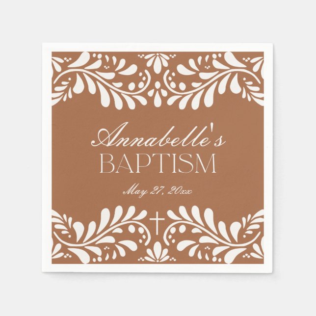 Clay Talavera Tile Spanish Fiesta Baptism Napkins (Front)